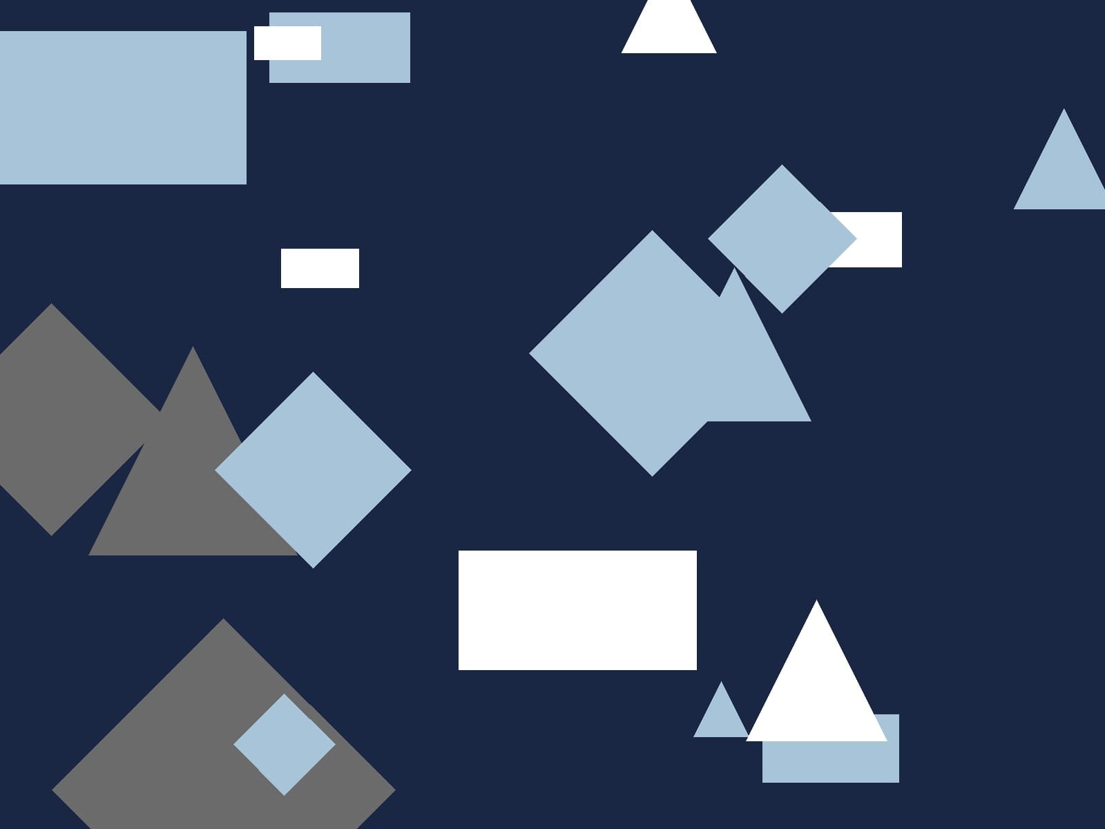 Bold geometric shapes with hard edges in deep navy, basalt grey, white, and pale blue